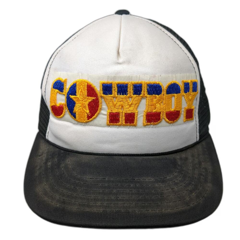 Youngan Cowboy Star Patch Trucker Hat Black Vintage Mesh Snapback Foam Front